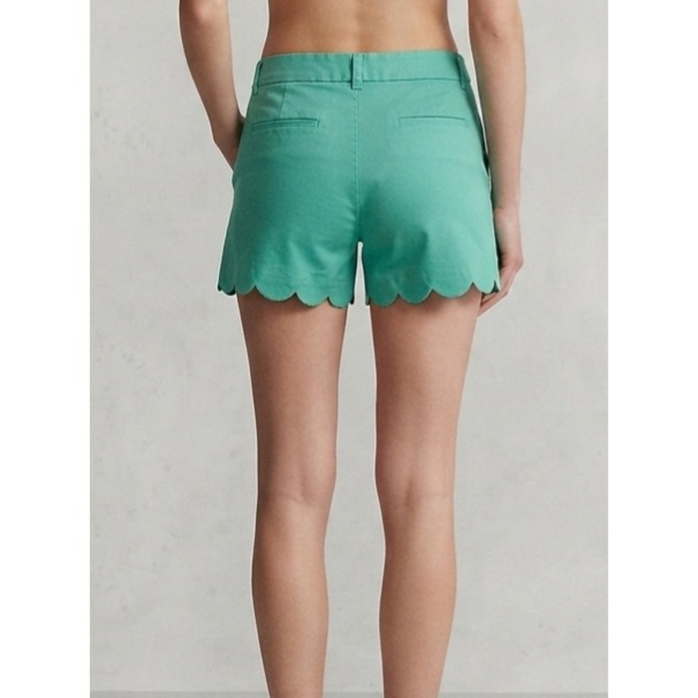 J.Crew Scalloped Hem Green Linen Blend Chino Shorts 8